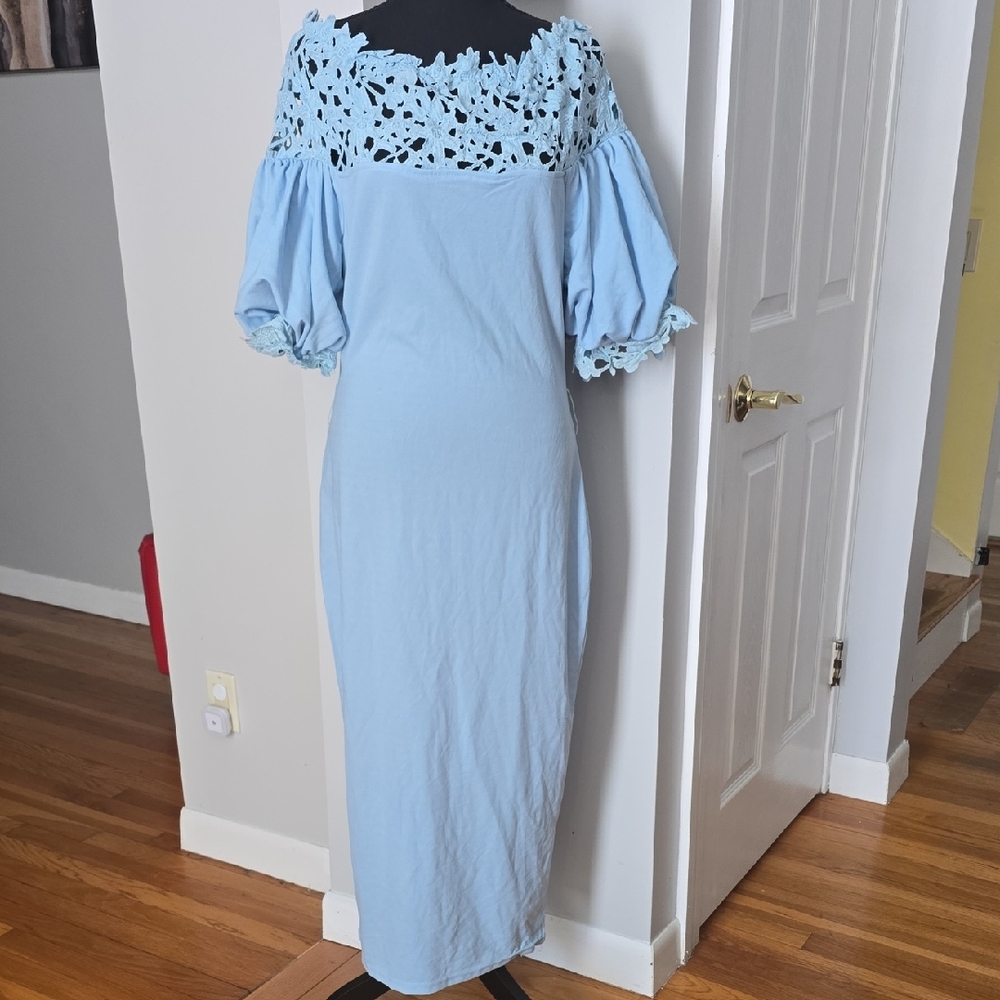 SHEIN Light Blue Lace Off-Shoulder Dress